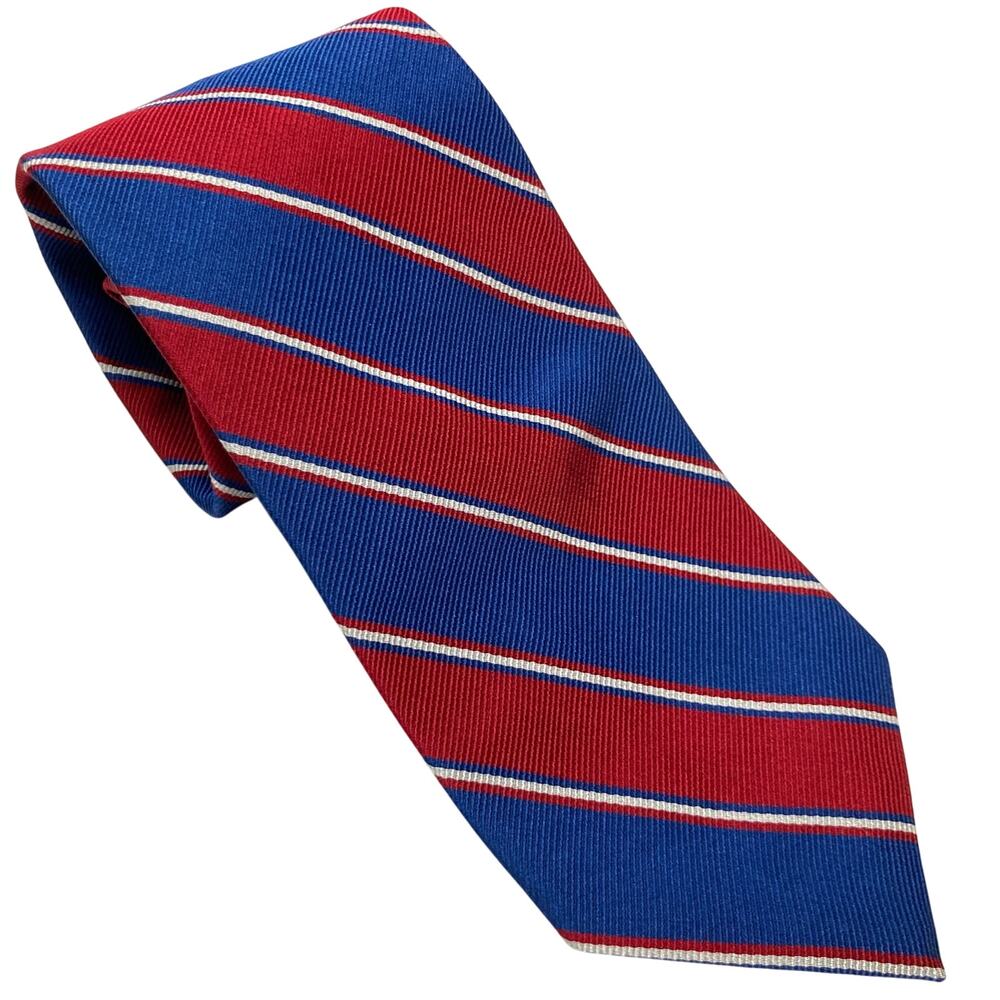 Brooks Brothers 346 Slim Blue & Red Silk Striped Repp Tie Preppy Ivy Gift Office